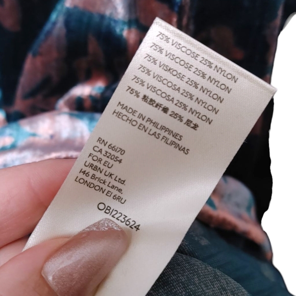 Anthropologie Faustine Blue Pink Velvet Peasant Blouse Women's Size Large NWT - Picture 13 of 15